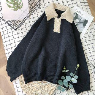 Color-block Polo Sweater