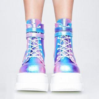 Platform Wedge Heel Buckled High-top Sneakers