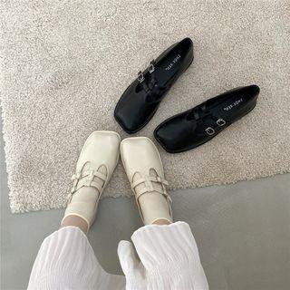 Square-toe Double Strap Mary Jane Shoes