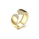 Fashion Plated Gold Geometric Cubic Zircon Adjustable Ring Golden - One Size