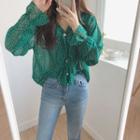 Dotted Ruffled Blouse Green - One Size