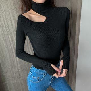 Turtleneck Cut-out Knit Top