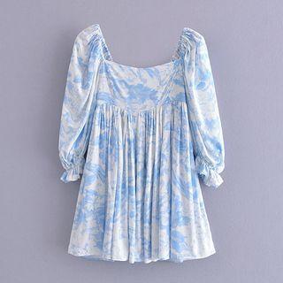 Square-neck Print Mini A-line Dress