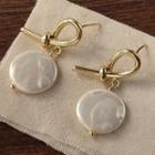 Disc Shell Knot Alloy Dangle Earring 1 Pair - A135 - White - One Size