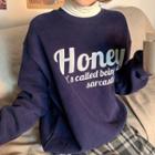 Honey Printed Fleece-lined Sweatshirt