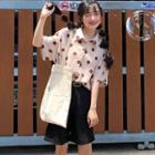 Dotted Elbow-sleeve Shirt / Plain Shorts
