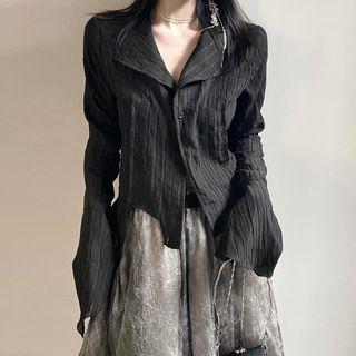 Long-sleeve Asymmetrical Ruched Shirt