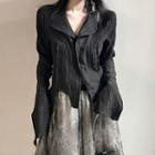 Long-sleeve Asymmetrical Ruched Shirt