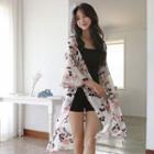 Slit-side Floral-patterned Cardigan