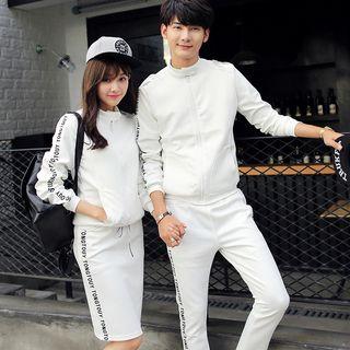 Lettering Couple Matching Zip Jacket