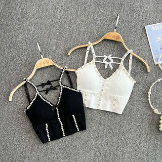 Faux Pearl Bow Detail Camisole Top