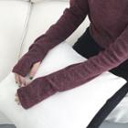 Plain Turtle-neck Long-sleeve Top