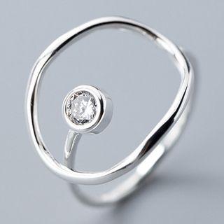 925 Sterling Silver Rhinestone Ring S925 Silver - Ring - One Size