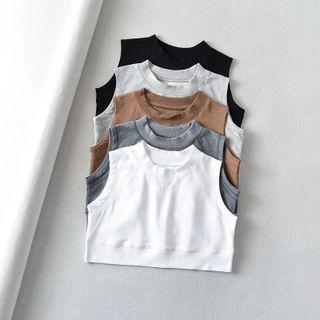 Plain Loose-fit Crop Tank Top