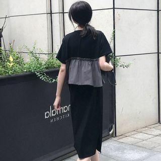 Short-sleeve Paneled Shift Dress