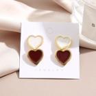 Heart Glaze Alloy Earring 1 Pair - 5554001 - Gold & White & Dark Red - One Size