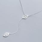 925 Sterling Silver Rhinestone Leaf Pendant Necklace S925 Sterling Silver - Necklace - One Size