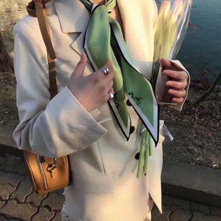 Print Narrow Scarf Green - One Size