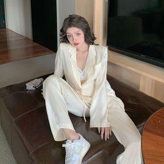 Silky Blazer / Wide Leg Pants