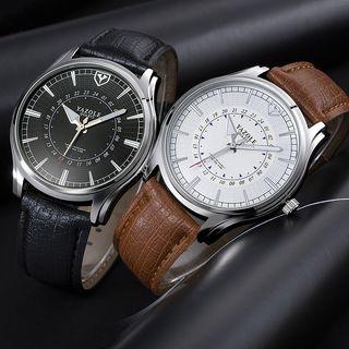Faux Leather Luminous Strap Watch