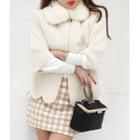Collared Scalloped Eco-fur Jacket