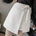 Asymmetric Stitched Trim A-line Mini Skirt