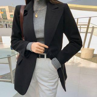 Peak-lapel Woolen Blazer