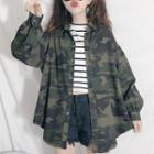 Camouflage Buttoned Jacket As Shown In Figure - One Size