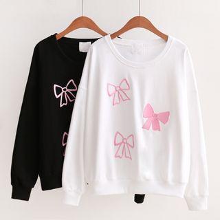 Long-sleeve Bow Embroidered Pullover