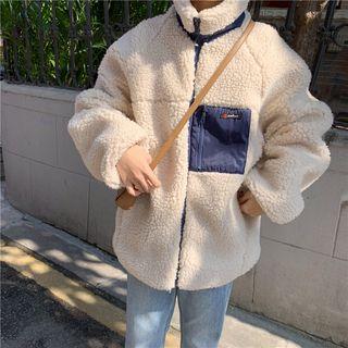 Applique Furry Zip Jacket As Shown In Figure - One Size