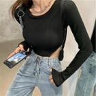 Zipped Cropped Knit Top