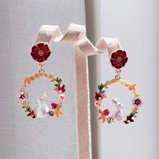 Rabbit Floral Mini Hoop Earring