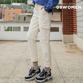 Drawstring-waist Tapered Cargo Pants