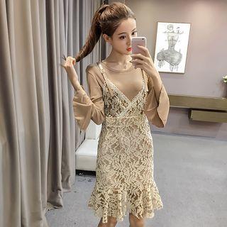 Set: Ruffled Dress + Jumper Lace Dress