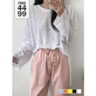 Deep-slit Oversized Sheer T-shirt