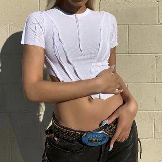 Short Sleeve Asymmetric Crop Top