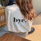 Lettering Elbow-sleeve T-shirt Light Almond - One Size