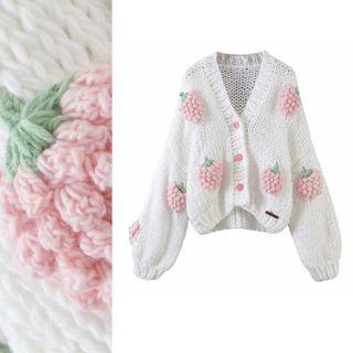 Crochet Strawberry Knit Cardigan