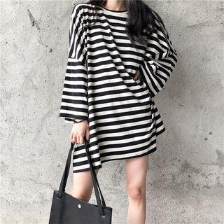 Oversize Long Stripe T-shirt Dress Stripe - One Size