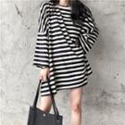 Oversize Long Stripe T-shirt Dress Stripe - One Size