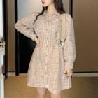 Long-sleeve Tweed Mini A-ling Dress