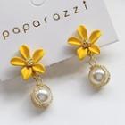 925 Sterling Silver Flower Beaded Drop Earrings Earrings - One Size