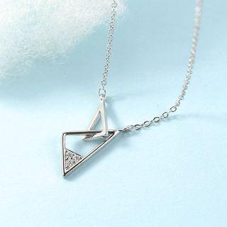 Alloy Rhinestone Triangle Pendant Necklace