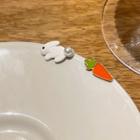 Asymmetrical Rabbit Stud Earring 1 Pair - White & Orange - One Size