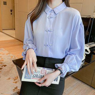 Bell-sleeve Frog-button Shirt