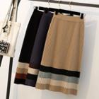 Color Block A-line Knit Skirt