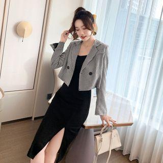 Houndstooth Blazer / Strappy A-line Dress