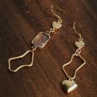 Heart Drop Earring 1 Pair - 283 - Silver - One Size