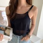 Spaghetti-strap Chiffon Cami Top Blue - One Size