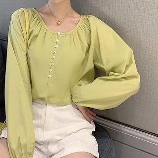 Multi Button Lantern Sleeve Top
